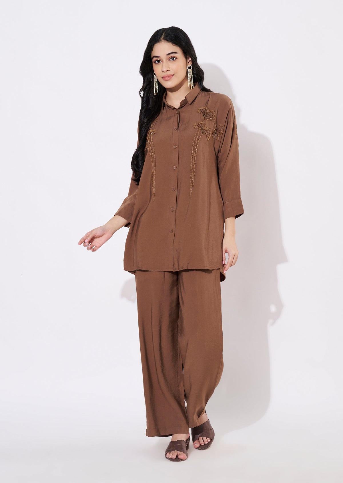Brown Polynesian Fusion wear kurti
