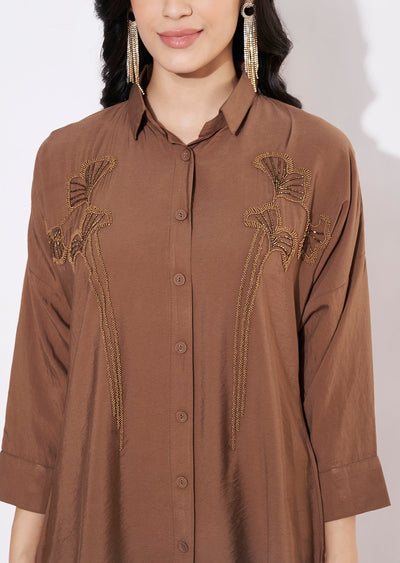 Brown Polynesian Fusion wear kurti