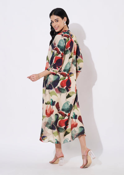 Mehndi Green Linen Silk Frock style kurti