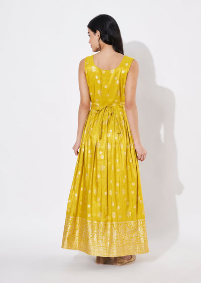 Mustard Banaras Long Kurti
