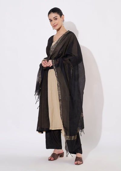 Black Mul Chanderi Anarkali Suit