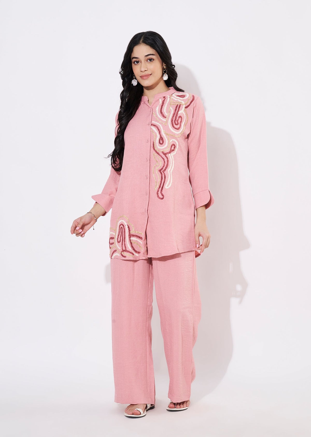 Peach Gold Fusion wear kurti