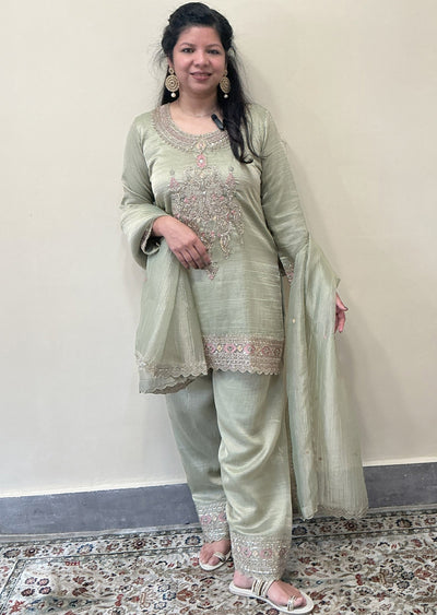 Dusty Green Salsa Sharara Set