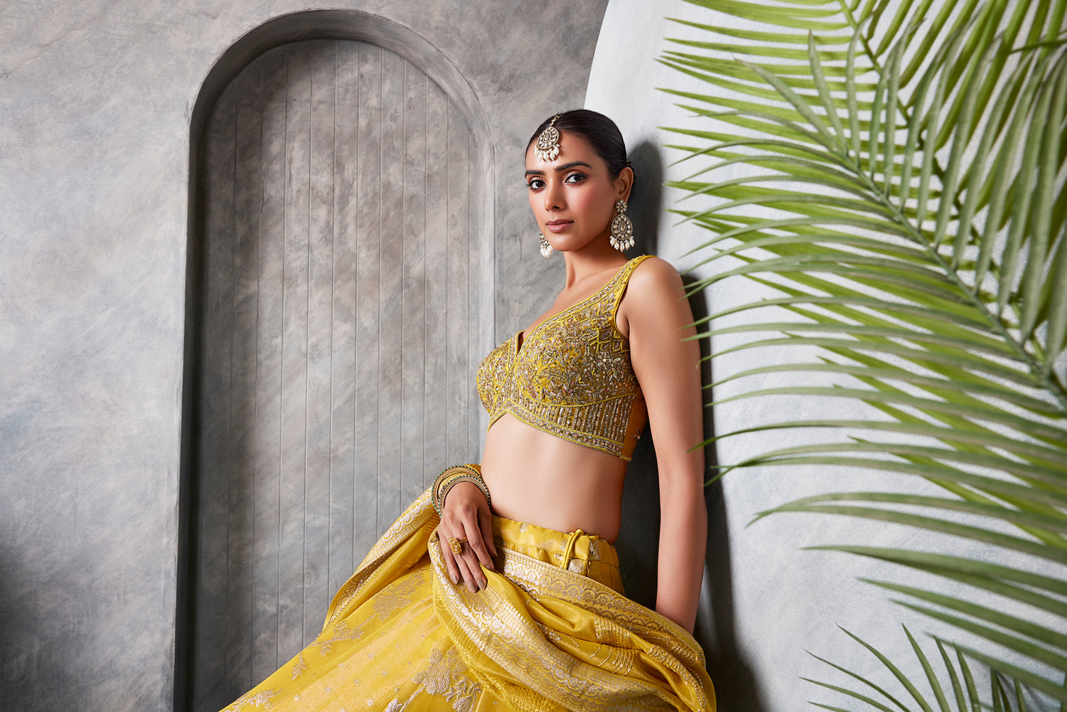 Yellow Banaras Lehenga Set