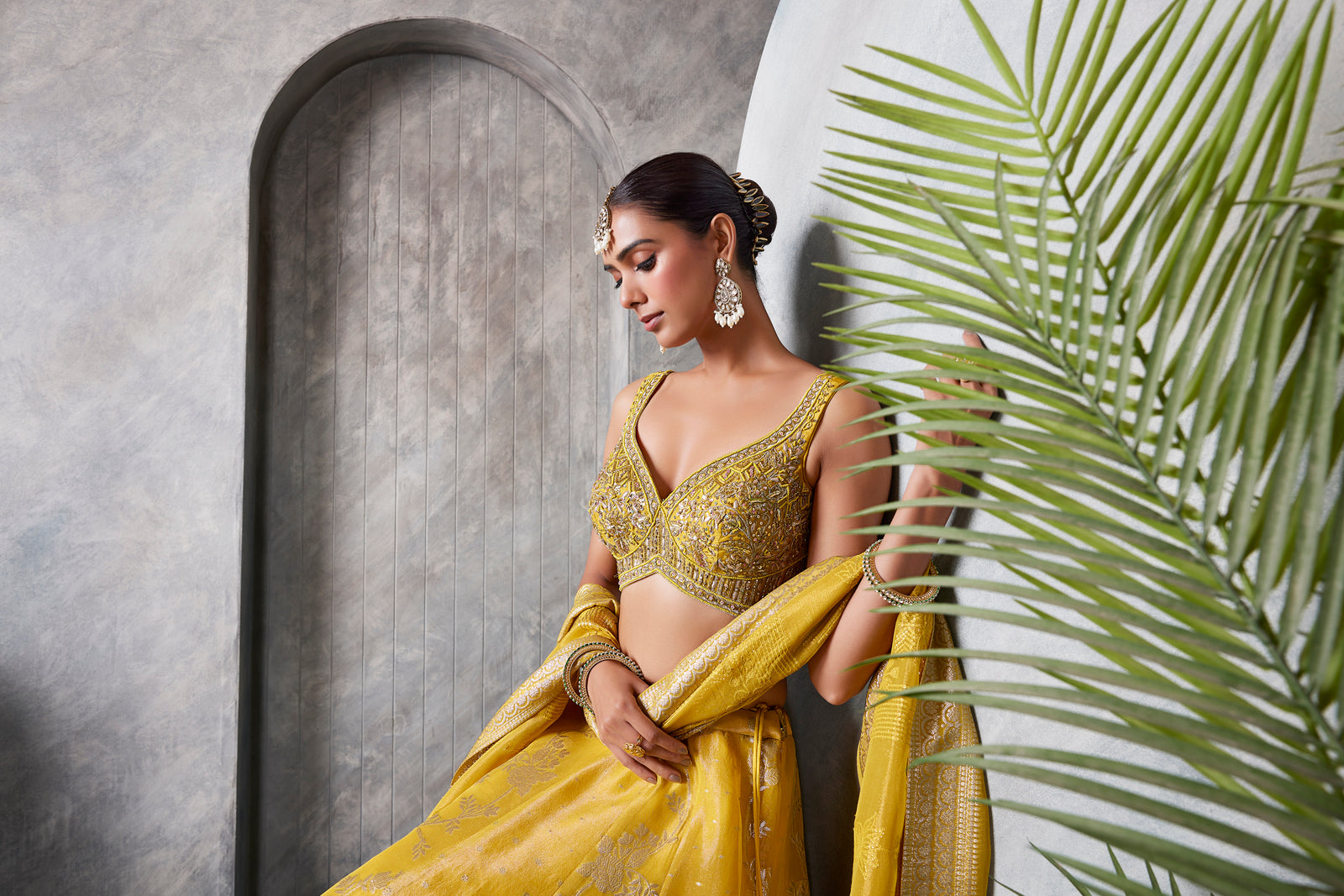 Yellow Banaras Lehenga Set