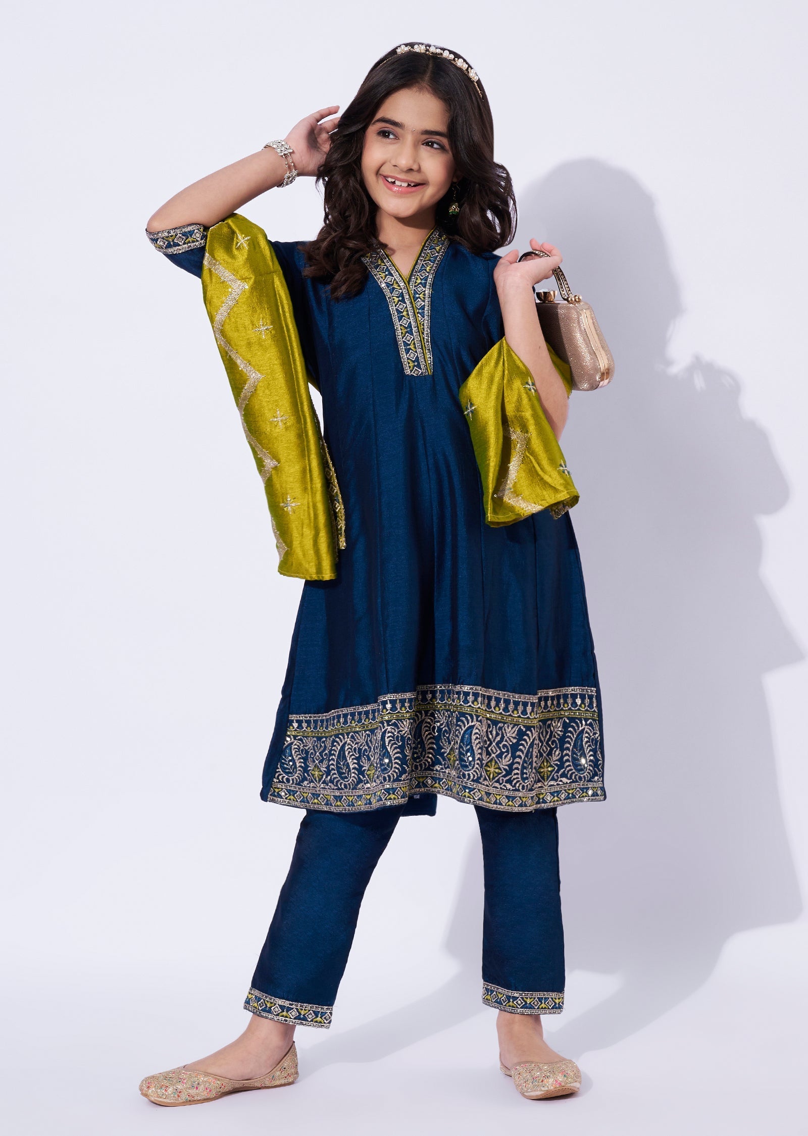 Blue Silk Girls Anarkali