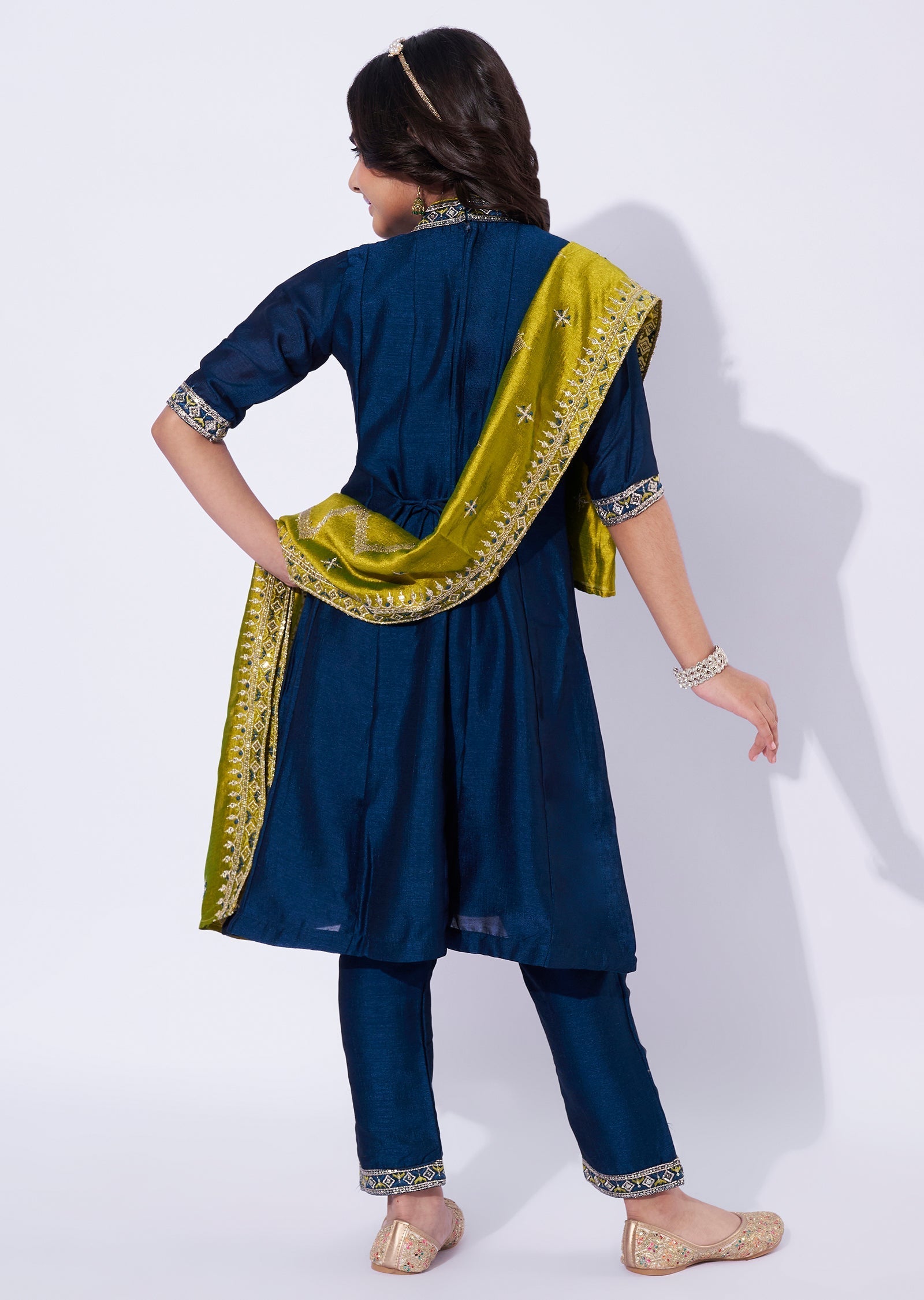Blue Silk Girls Anarkali
