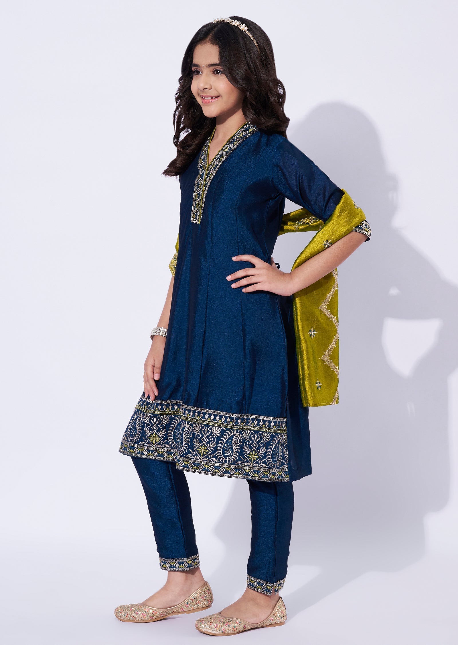 Blue Silk Girls Anarkali
