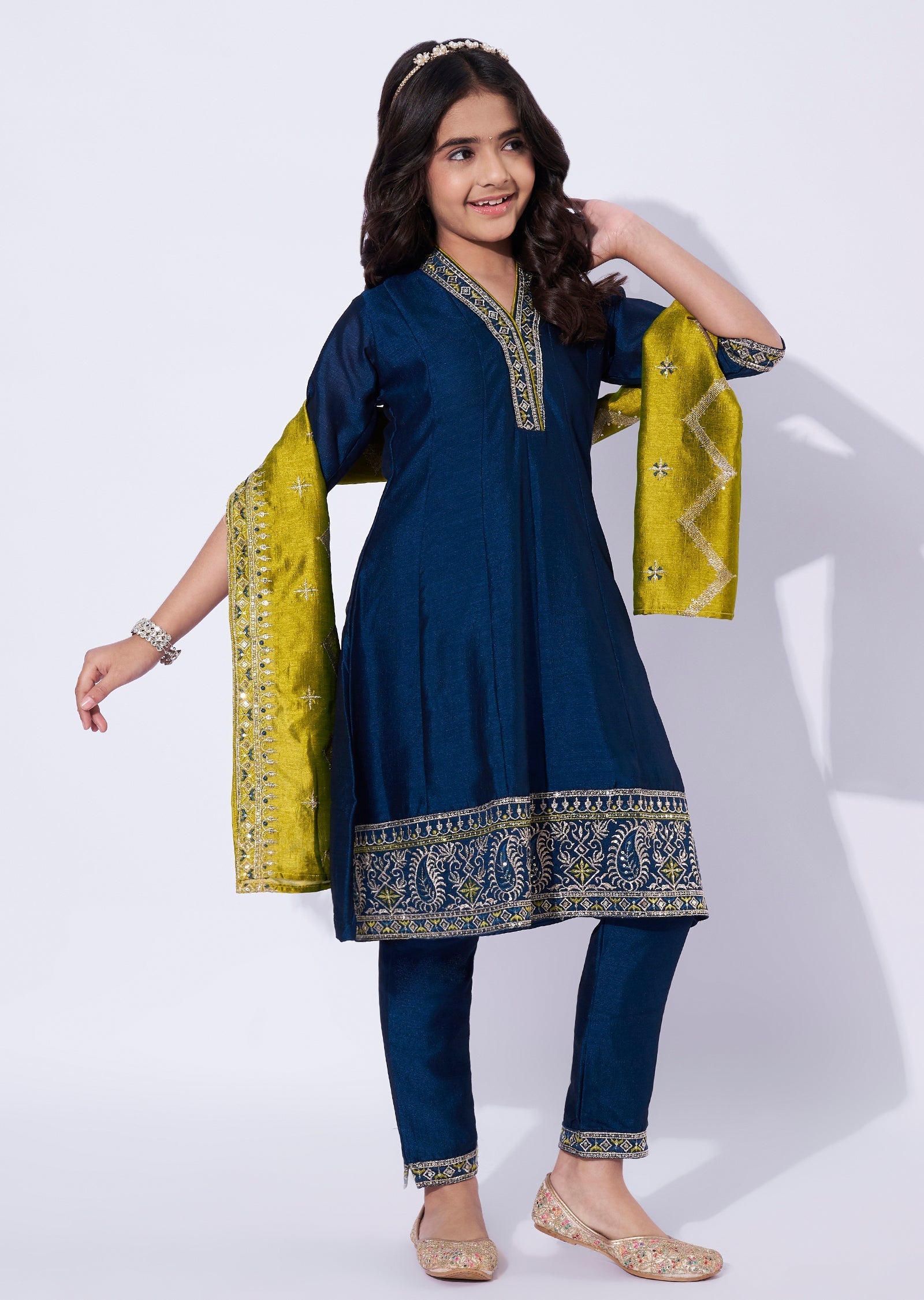 Blue Silk Girls Anarkali