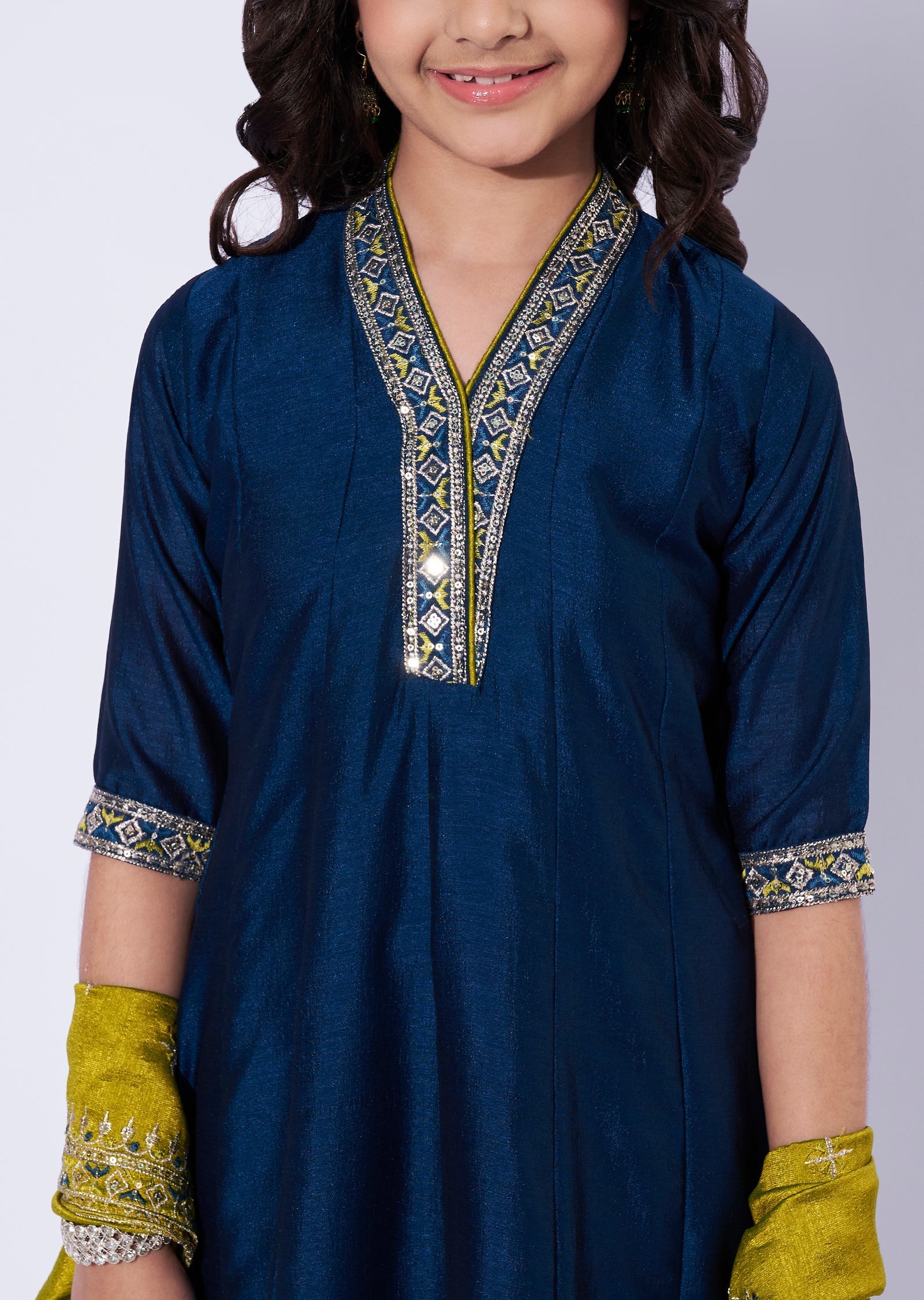 Blue Silk Girls Anarkali