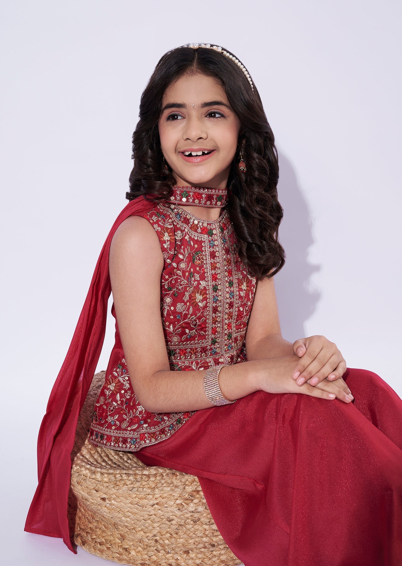 Maroon Girls Sharara Set