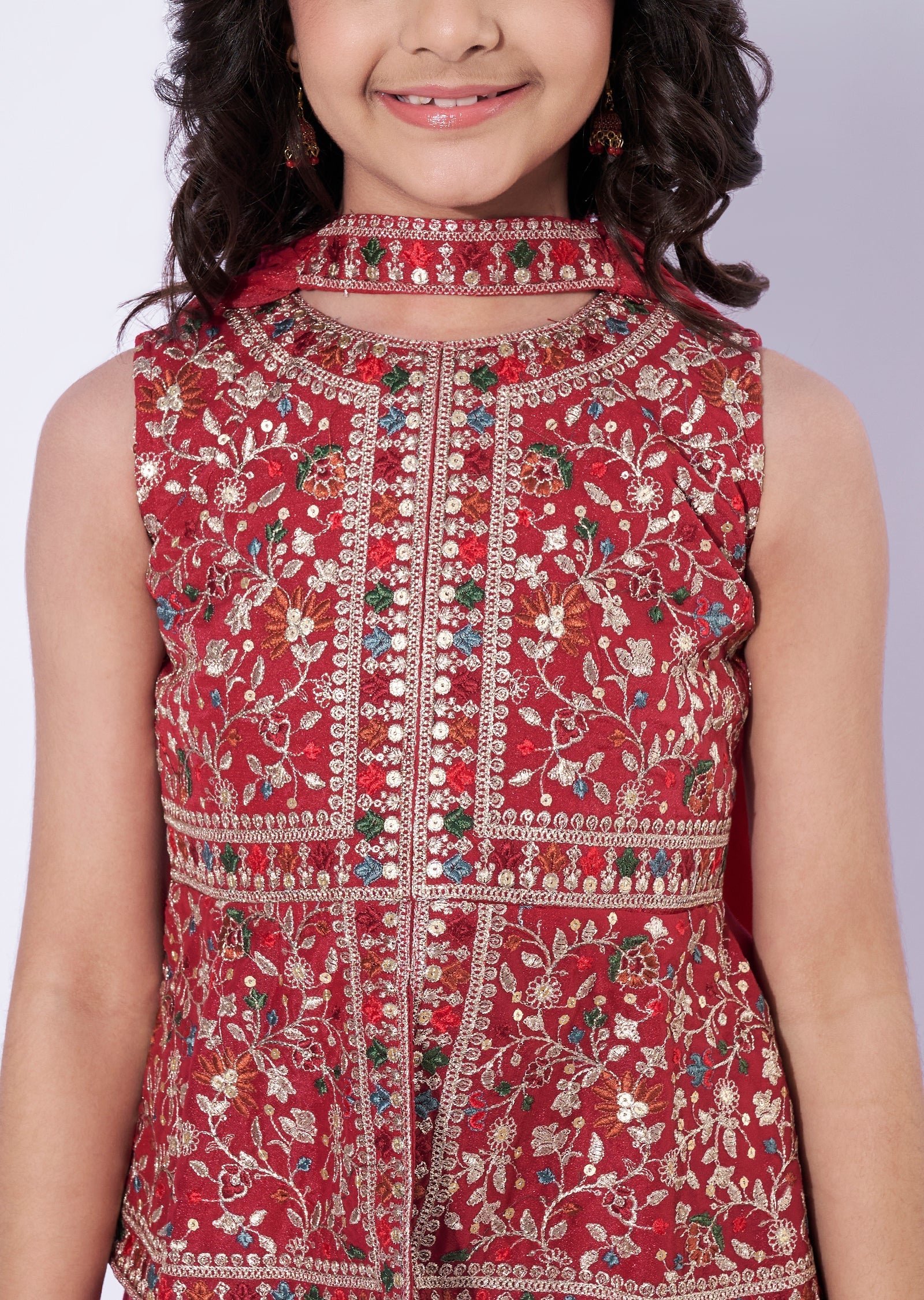 Maroon Girls Sharara Set