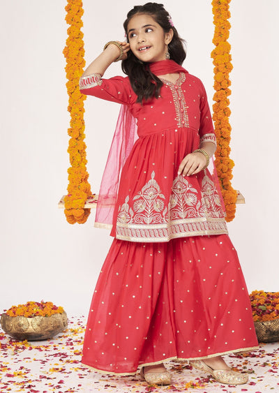 Pink Georgette Gharara Set