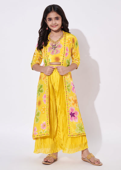 Yellow Crepe Gharara Set