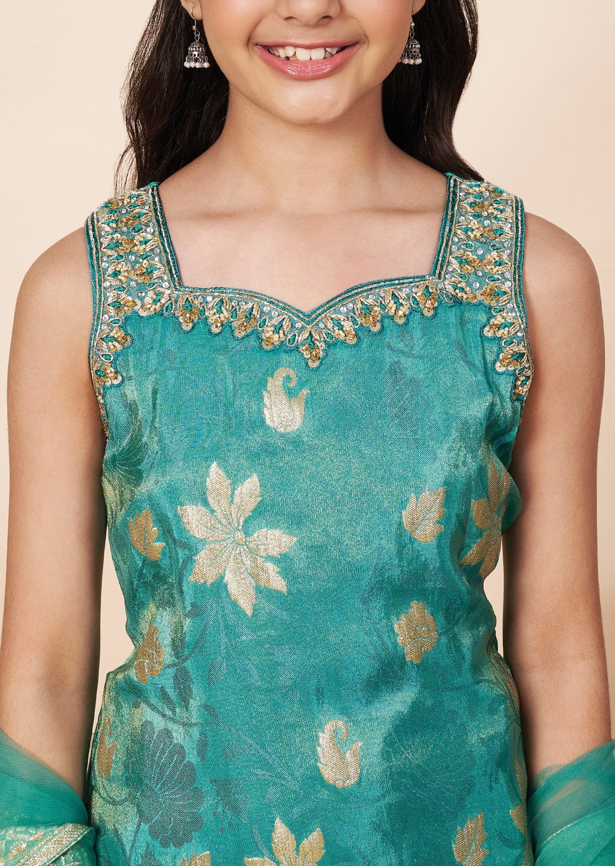 Sea Green Banaras Girla Gharara