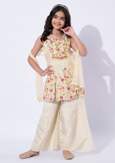 Gold Tissue Girls Sharara