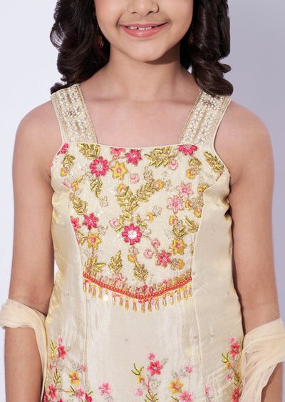 Gold Tissue Girls Sharara