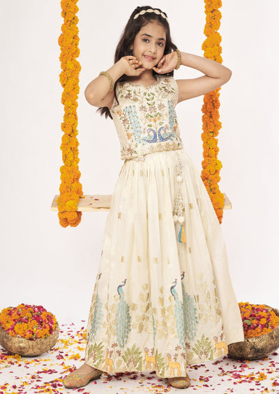 Biege Tissue Lehenga