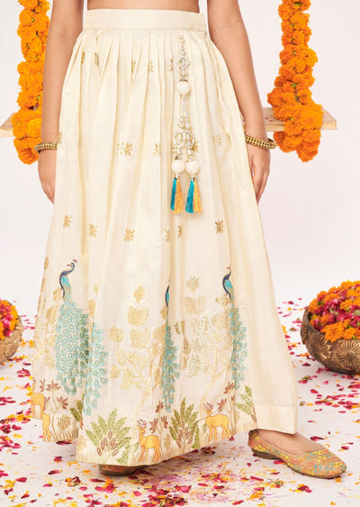 Biege Tissue Lehenga