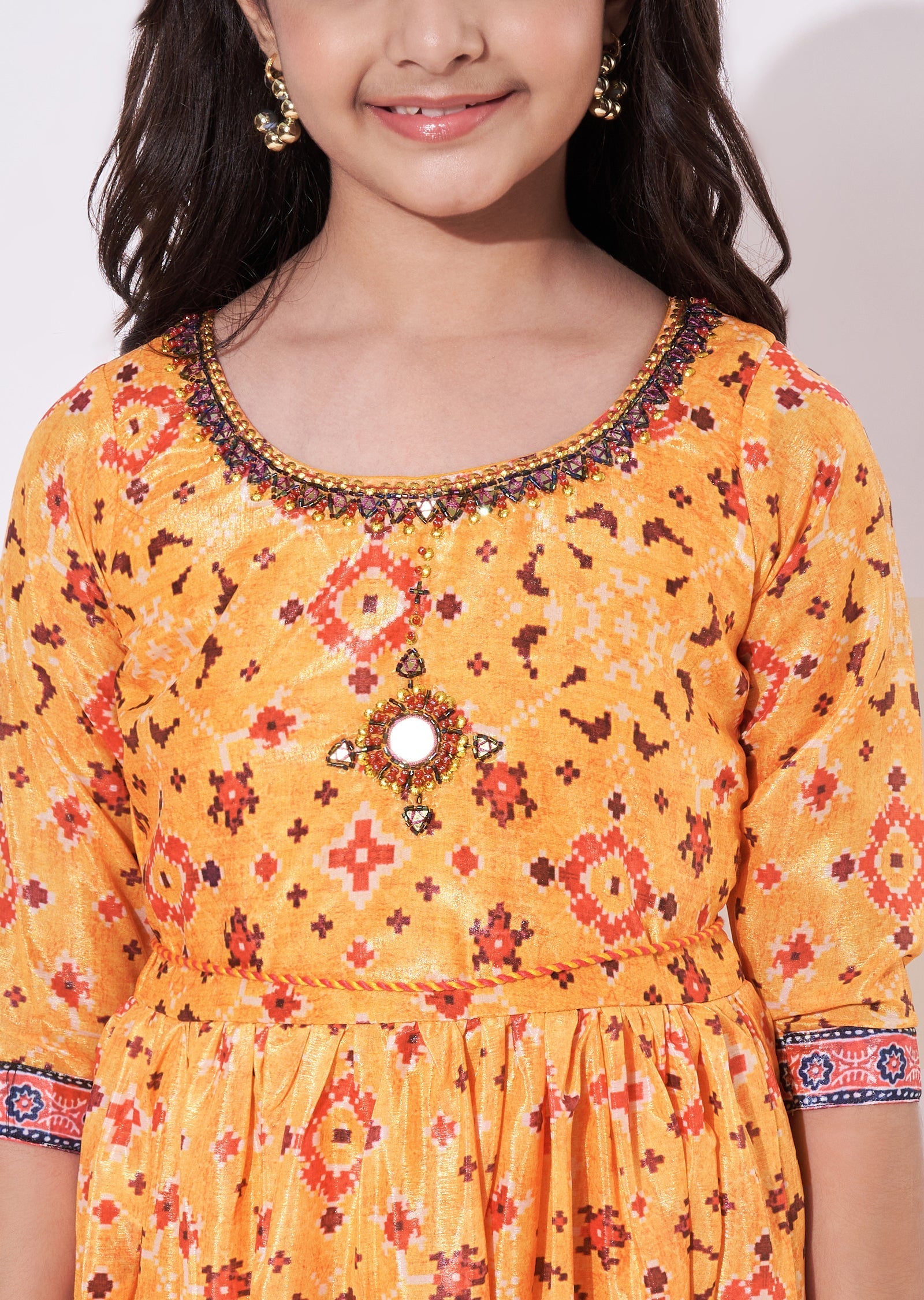 Orange Chinnon Ethnic Gown