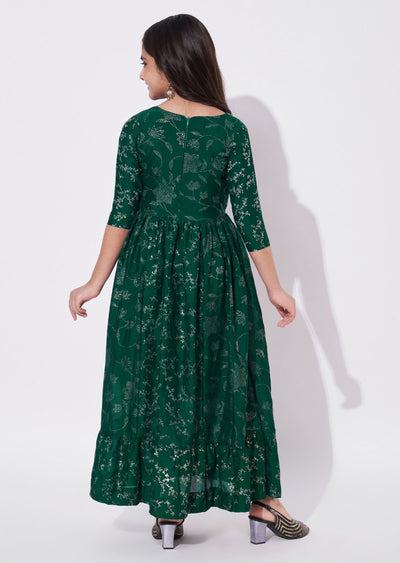 Green Georgette Ethnic Gown