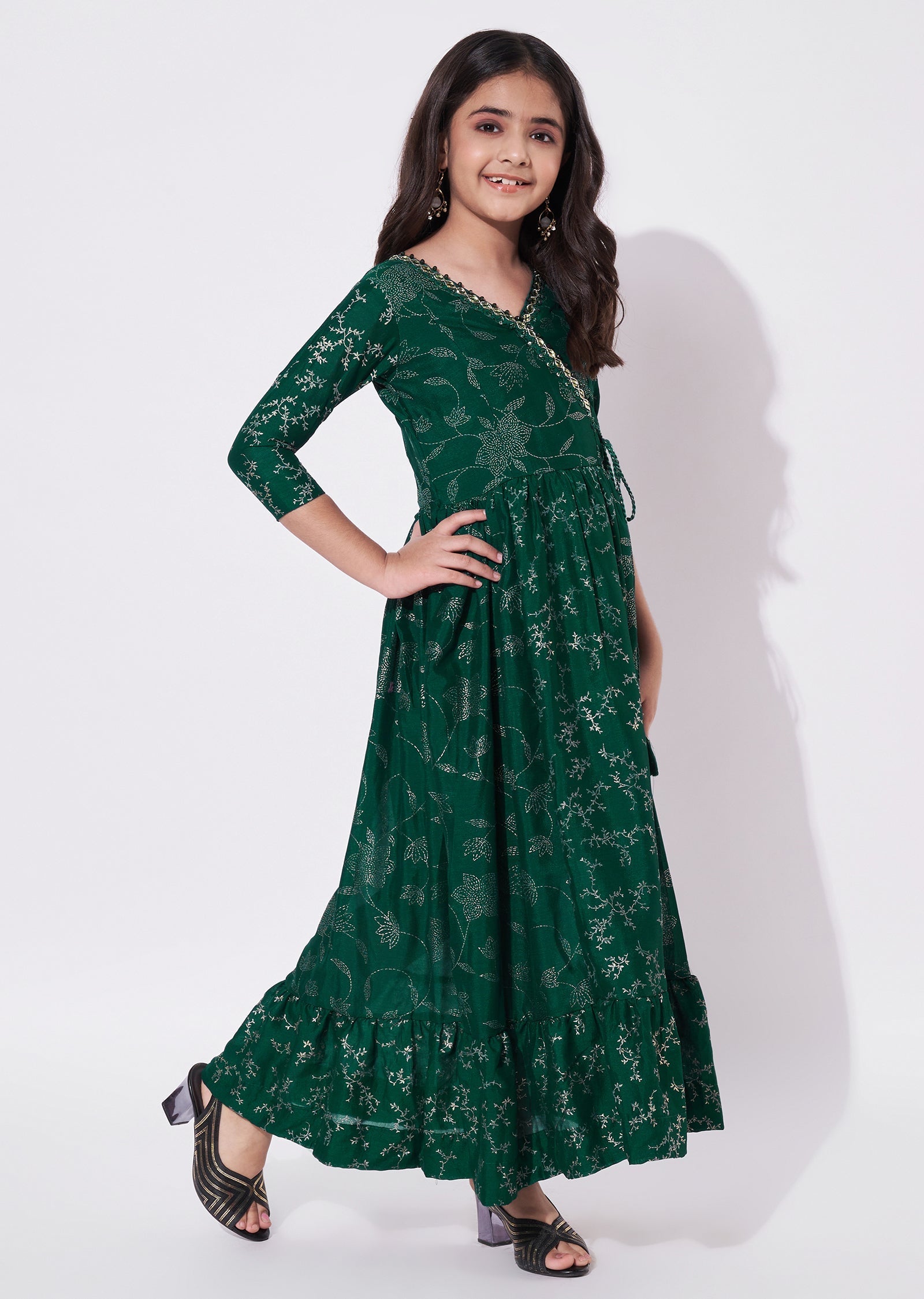 Green Georgette Ethnic Gown