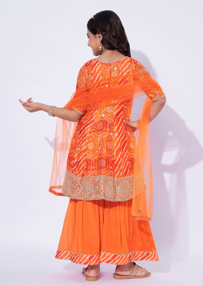 Orange Chinnon Girls Sharara