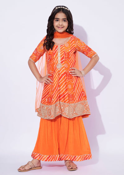 Orange Chinnon Girls Sharara