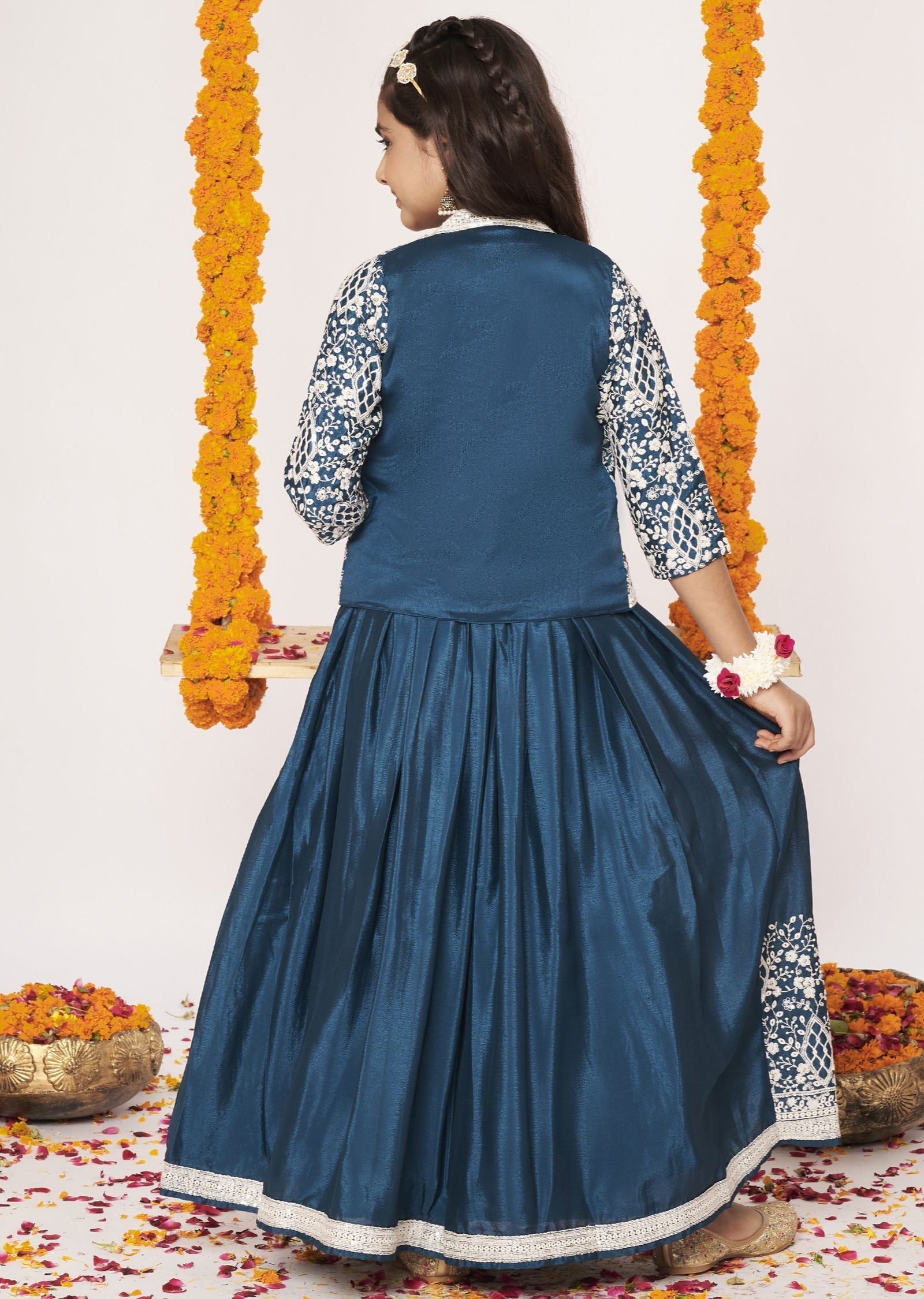 Green Chinnon Lehenga