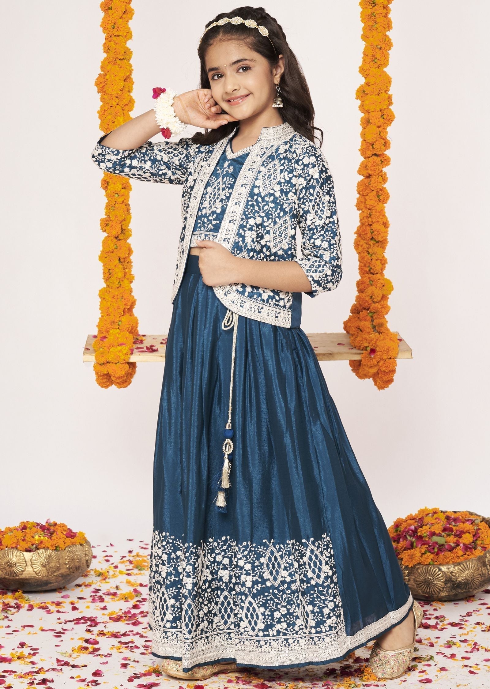 Green Chinnon Lehenga