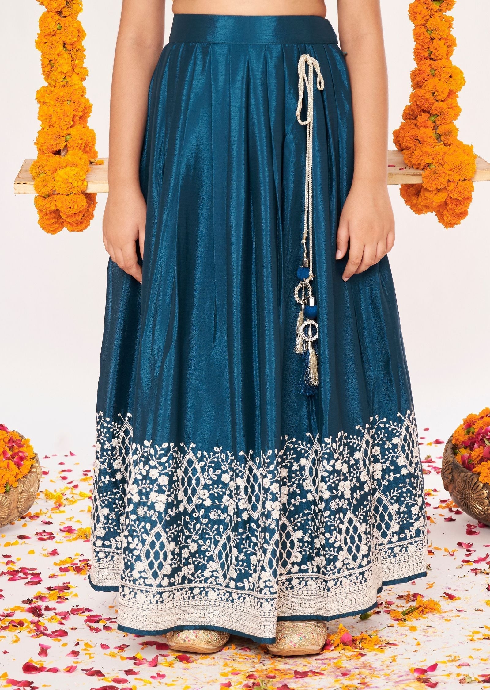 Green Chinnon Lehenga