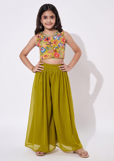 Mehendi Green Crepe Gharara Set