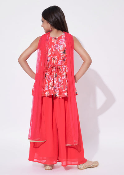 Coral Chinnon Gharara Set