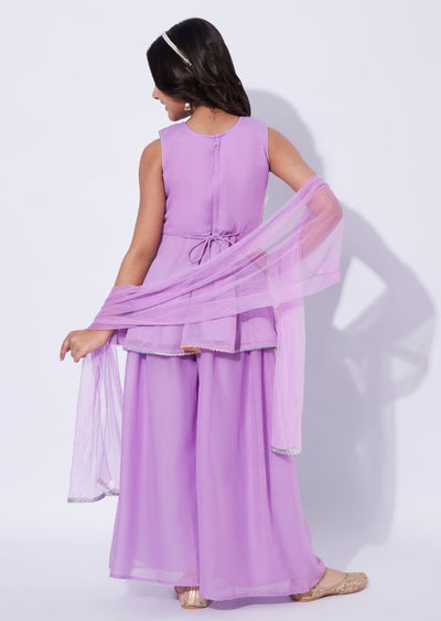 Lavender Georgette Girls Sharara