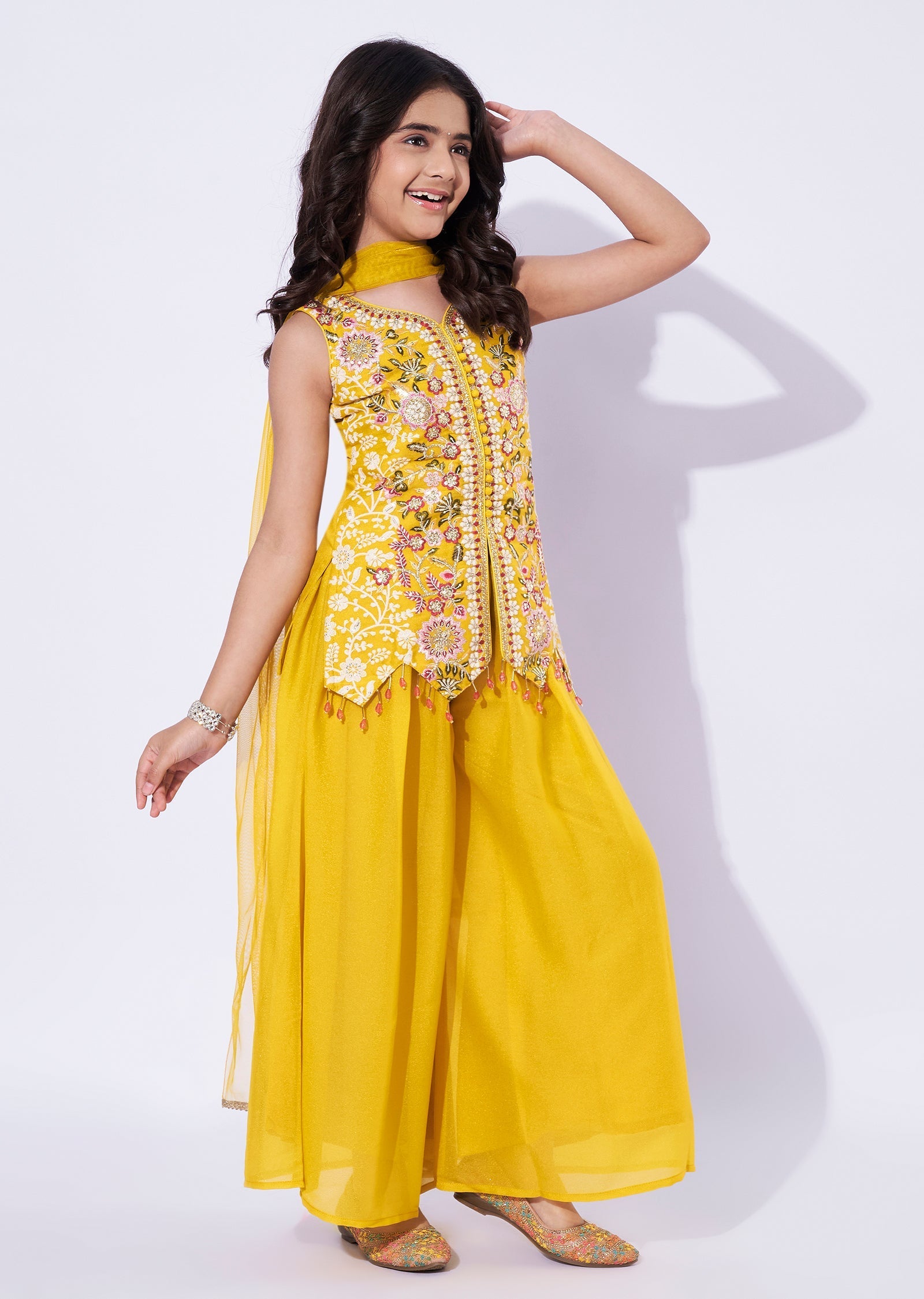 Yellow Georgette Girls Sharara