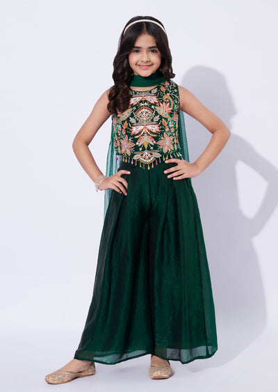 Green Tissue Girls Sharara