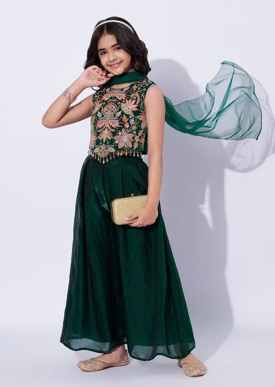 Green Tissue Girls Sharara