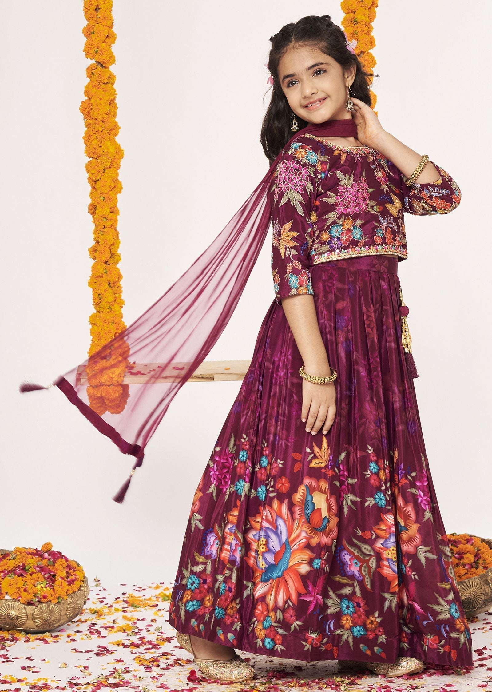 Magenta Crepe Lehenga
