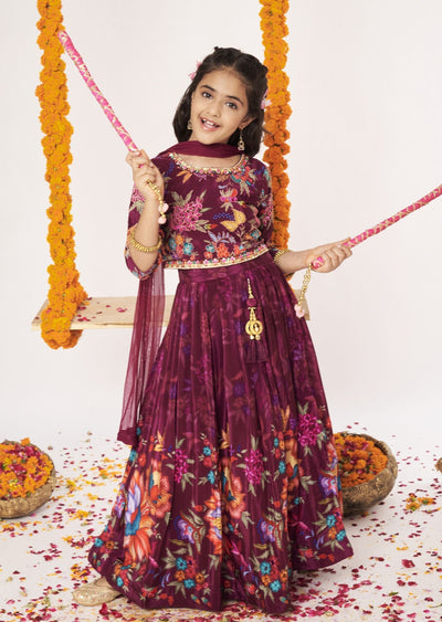 Magenta Crepe Lehenga