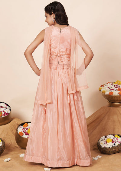 Coral Tissue Girls Ghagra Choli