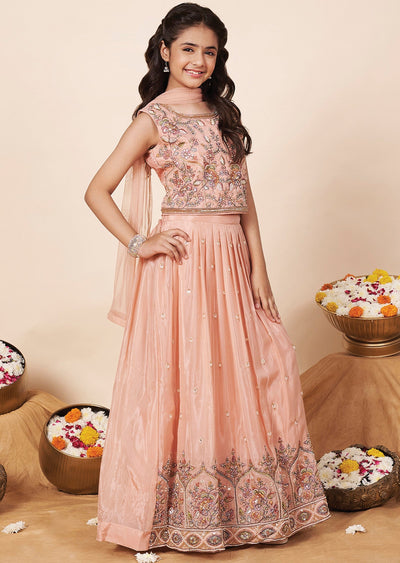 Coral Tissue Girls Ghagra Choli