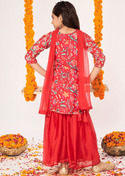 Pink Chinnon Gharara Set