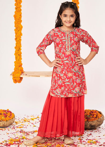 Pink Chinnon Gharara Set