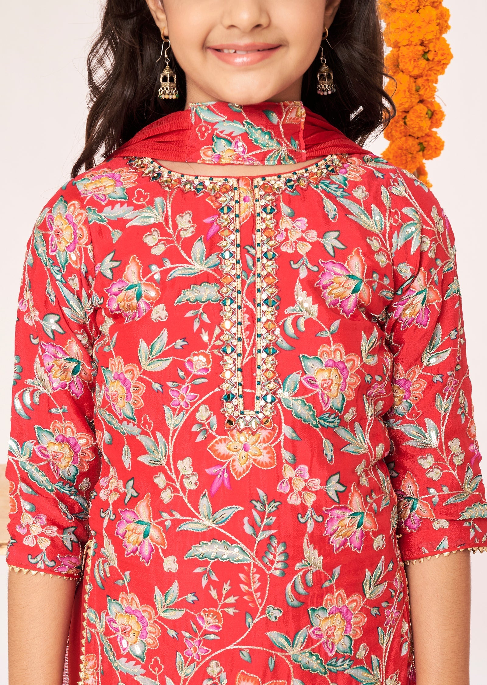 Pink Chinnon Gharara Set