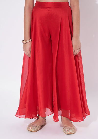 Red Muslin Gharara Set