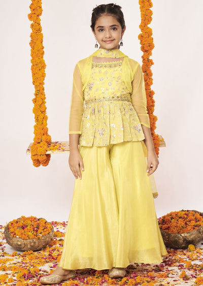 Lime Green Tissue Gharara Set