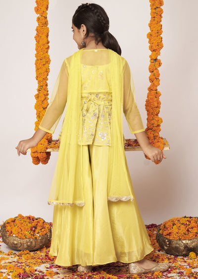 Lime Green Tissue Gharara Set