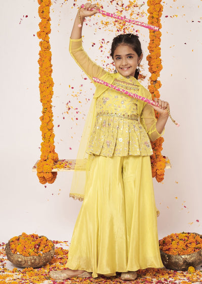 Lime Green Tissue Gharara Set