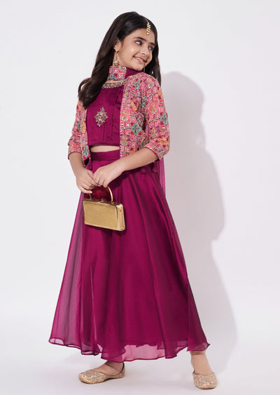 Magenta Chiffon Gharara Set