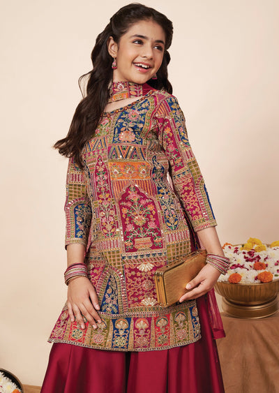 Magenta Silk Girla Gharara
